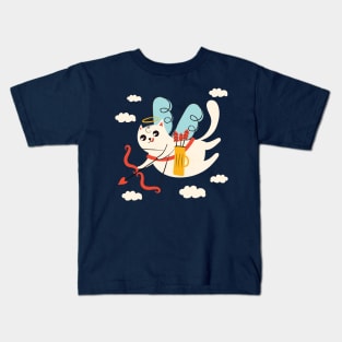 cute cupid cat flying Kids T-Shirt